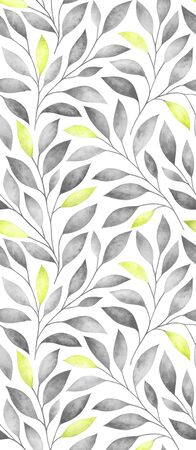 Seamless pattern with stylized tree branches. Watercolor hand drawn illustration.の写真素材