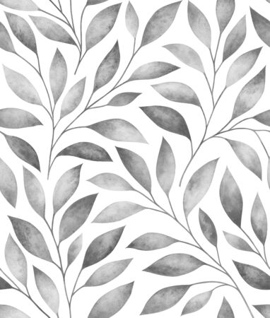 Seamless pattern with stylized tree branches. Watercolor hand drawn illustration.の写真素材