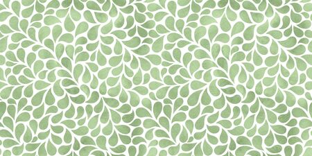 Watercolor abstract background with drops. Elegant green floral seamless pattern.
