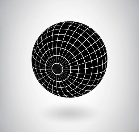 Wireframe sphere. 3d globe model. Modern geometric design element.のイラスト素材