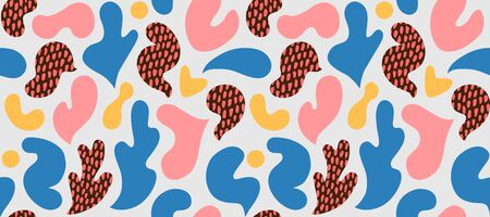 Contemporary art collage with multicolor abstract shapes. Vector seamless pattern with modern...