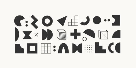 Set of vector geometric shapes and textures. Trendy graphic elements for your unique design. EPS 10のイラスト素材