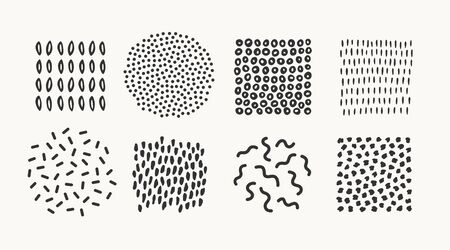 Set of vector hand drawn patterns and textures. Trendy graphic elements for your unique design. EPS 10のイラスト素材