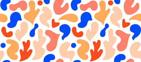 Contemporary art collage with multicolor abstract shapes. Vector seamless pattern with modern Scandinavian cut out elements. EPS 10のイラスト素材