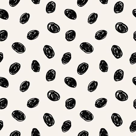 Hipster polka dot pattern. Black and white abstract background with scribble circles. Vector hand drawn illustration. EPS 10のイラスト素材