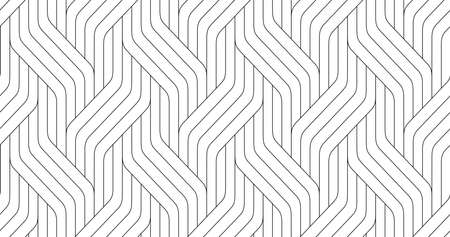 Seamless thin linear pattern. Abstract geometric wavy background. Stylish monochrome texture. Vector, EPS 10のイラスト素材