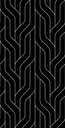 Monochrome seamless striped pattern. Wavy stylish abstract background. EPS 10