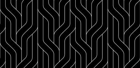 Monochrome seamless striped pattern. Wavy stylish abstract background. EPS 10のイラスト素材