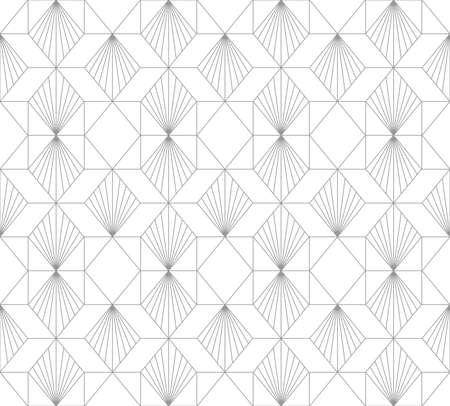 Luxury geometric seamless pattern with striped rhombuses. Elegant stylish thin linear texture.のイラスト素材