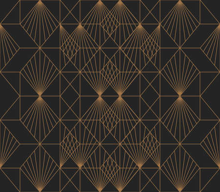 Luxury geometric seamless pattern with striped rhombuses. Elegant stylish thin linear texture.のイラスト素材