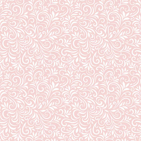 Vector seamless pattern with leaves and curls. Monochrome abstract floral background.のイラスト素材