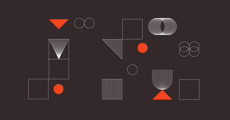 Modern abstract background with geometric shapes and halftone textures. Minimalistic geometric...