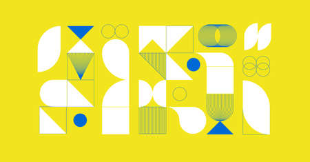 Modern abstract background with geometric shapes and halftone textures. Minimalistic geometric...
