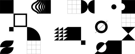 Minimalistic poster with geometric shapes. Modern abstract background. Trendy vector graphic elements for your unique design.のイラスト素材