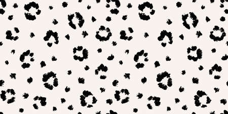 Leopard seamless pattern with brush stroke texture. Fashion stylish natural background. Vector...