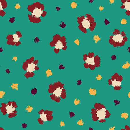 Leopard seamless pattern with brush stroke texture. Fashion stylish natural background. Vector animal skin printのイラスト素材