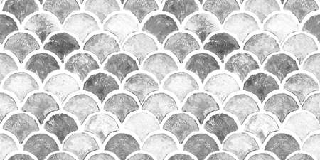 Monochrome sea wave geometric texture. Fish scale seamless pattern. Print for textile, wallpaper,...