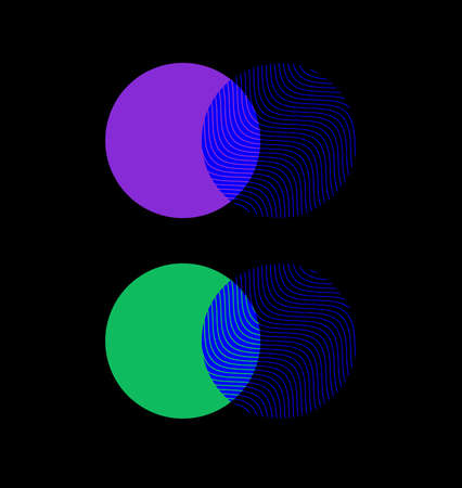 Minimal geometric logo template. Trendy linear wavy design elements. Colorful vector illustration.のイラスト素材