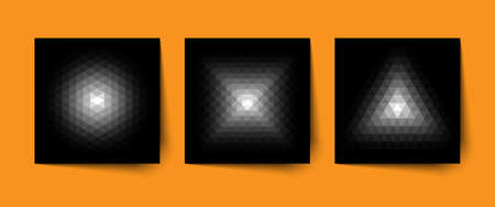 Geometric halftone backgrounds. Abstract low poly logo design. Set of monokchrome kaleidoscope...