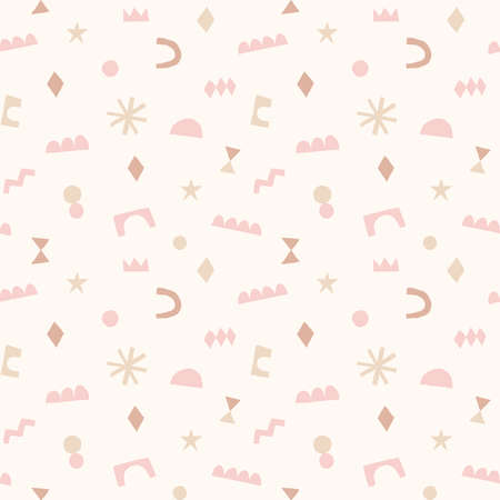 Modern trendy collage with cut out elements. Abstract background with hand drawn doodle shapes. Colorful geometric seamless pattern. Contemporary trendy vector illustration.のイラスト素材