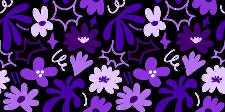 Abstract seamless pattern with cute hand drawn meadow flowers. fashion stylish natural background....