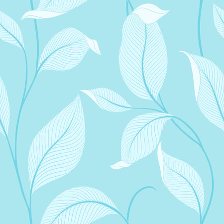 Luxury seamless pattern with striped leaves. Elegant floral background in minimalistic linear style. Trendy line art design element. vector illustration.のイラスト素材