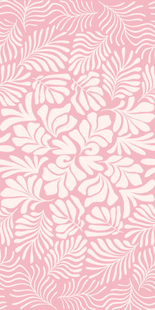 Modern abstract background with tropical palm leaves in Matisse style. Vector seamless pattern with Scandinavian cut out elements. Hand drawn contemporary art collage.のイラスト素材