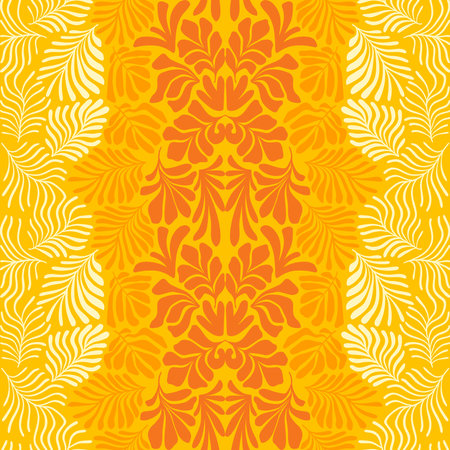 Modern abstract background with tropical palm leaves in Matisse style. Vector seamless pattern with Scandinavian cut out elements. Hand drawn contemporary art collage.のイラスト素材