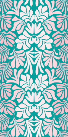 Modern abstract background with tropical palm leaves in Matisse style. Vector seamless pattern with Scandinavian cut out elements. Hand drawn contemporary art collage.のイラスト素材