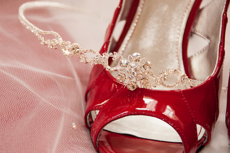 Bride s Shoes and Tieraの写真素材