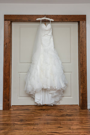 A Mermaid Ruffle Wedding Dress with Veilの写真素材