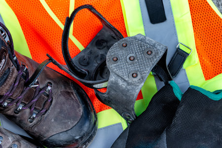Safety work gear for warehouse workers and transport driversの写真素材