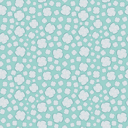 Flowers seamless pattern in soft pink with turquoise backgroundの写真素材