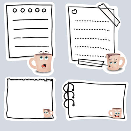 Coffee notes as small stickers, for coffee lovers to plan and organizeの写真素材