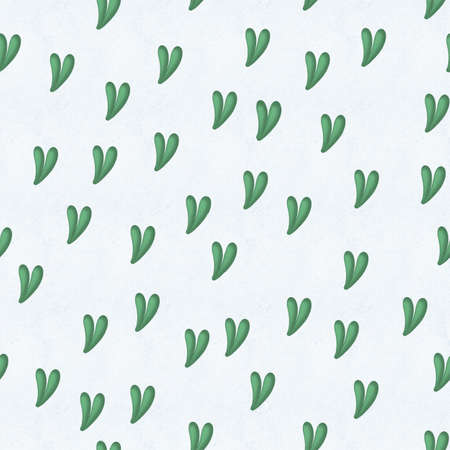 romantic leaves as hearts of succulents with light blue background, repeat pattern perfect for packaging, background for cards and moreの写真素材