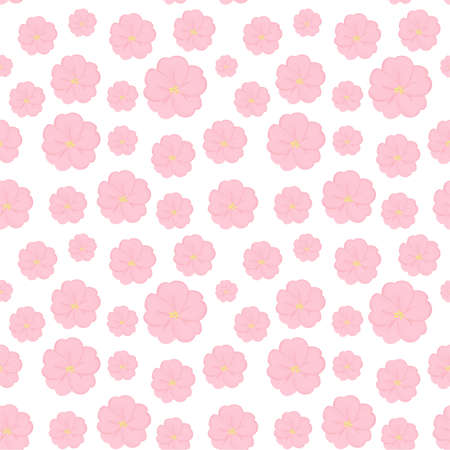Cherry blossoms in different sizes in pink as a repeat pattern,の写真素材