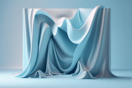 Abstract blue background with flowing fabric. 3d rendering, 3d illustration.の写真素材