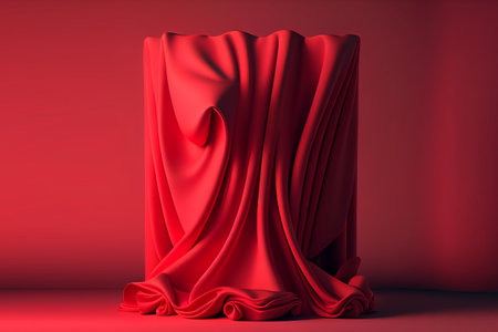 Red silk drapery on a red background. 3d renderingの写真素材