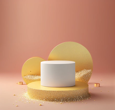 3d abstract minimal geometric forms. Glossy realistic podium for your design.の写真素材