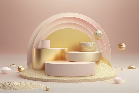 3d render, abstract background, pastel colors, easter composition, 3d illustrationの写真素材