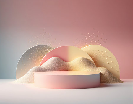 3d render of abstract geometric forms. Glossy podium for product presentation.の写真素材