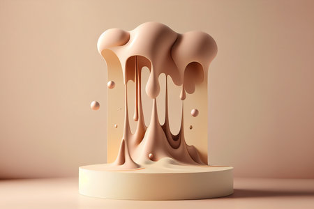 3d render, abstract background, podium, cream, pastel colorsの写真素材