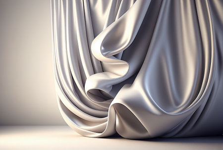 3d render of satin drapery fabric with waves.の写真素材