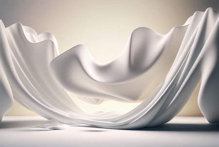 Abstract background with white cloth. 3d render. Illustration.の写真素材
