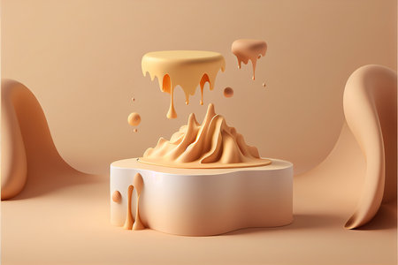 3d render of abstract background with cream podium. Product display stand.の写真素材