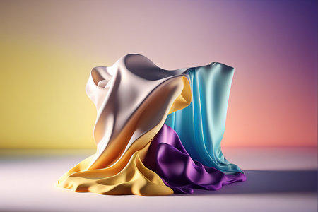 3d rendering of colorful satin fabric on a colorful background.の写真素材
