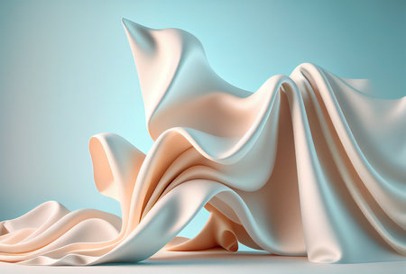 3d rendering of abstract background with wavy folds of silk clothの写真素材