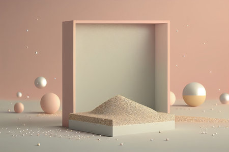 Minimalist abstract background, primitive geometrical figures, 3D render.の写真素材