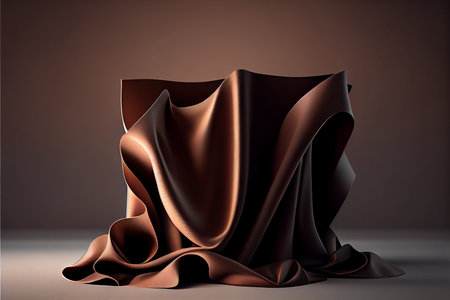 Abstract background with brown satin fabric. 3d render illustration.の写真素材