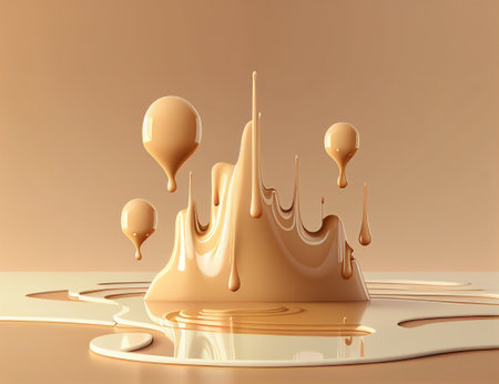 3D illustration of a beautiful background with a splash of caramel.の写真素材